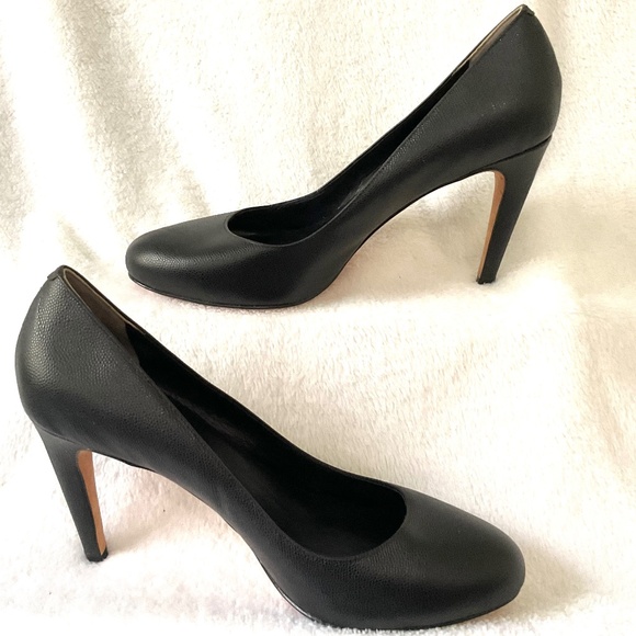 Black Cole Haan + Nike Air  Leather Slip On Office Dressy Work Pumps Size 9B - Picture 1 of 15